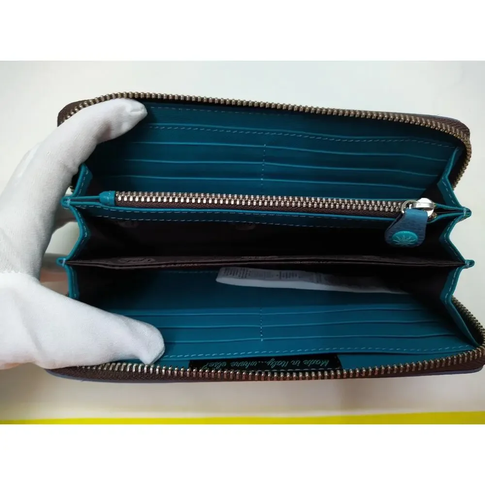 Gabs Gmoney 17 Puckered Basic Off White Leather Zip Around Credit Card Wallet